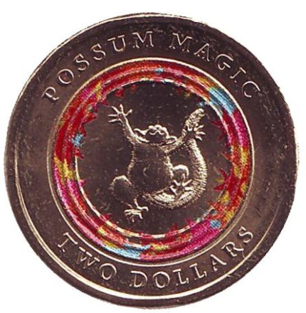Монета 2 доллара. 2017 год, Австралия. Счастливый опоссум.