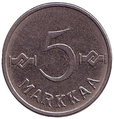 Монета 5 марок. 1956 год, Финляндия.