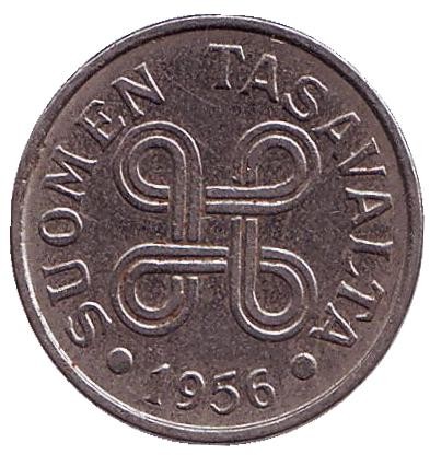 Монета 5 марок. 1956 год, Финляндия. Монета 5 марок. 1956 год, Финляндия.