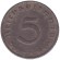 Монета 5 рейхспфеннигов. 1940 год, Германия (Третий Рейх). (D). Монета 5 рейхспфеннигов. 1940 год, Германия (Третий Рейх). (D).