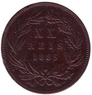 Монета 20 рейсов. 1885 год, Португалия.