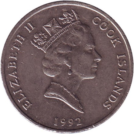 Монета 20 центов. 1992 год, Острова Кука. Австралийская крачка. Монета 20 центов. 1992 год, Острова Кука. Австралийская крачка.