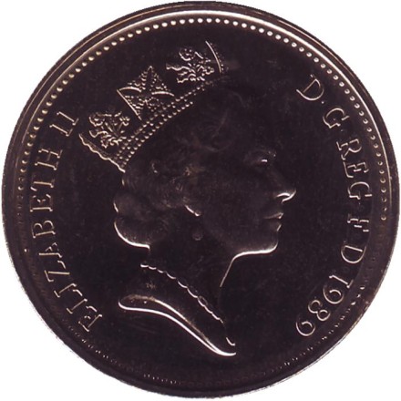 Монета 5 пенсов. 1989 год, Великобритания. BU.