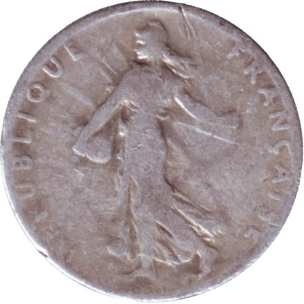 Монета 50 сантимов. 1908 год, Франция. Монета 50 сантимов. 1908 год, Франция.