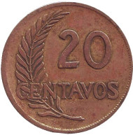 Монета 20 сентаво. 1964 год, Перу. Монета 20 сентаво. 1964 год, Перу.