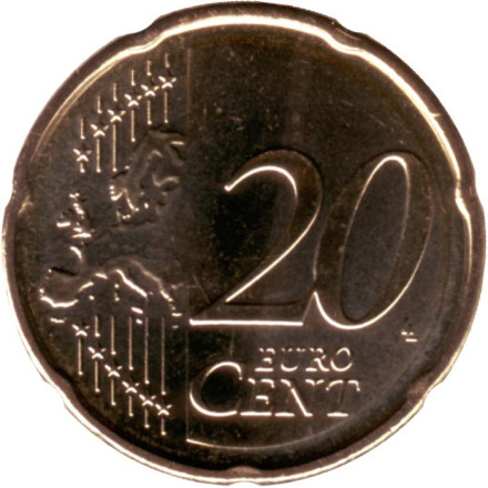 Монета 20 центов. 2021 год, Люксембург. Монета 20 центов. 2021 год, Люксембург.