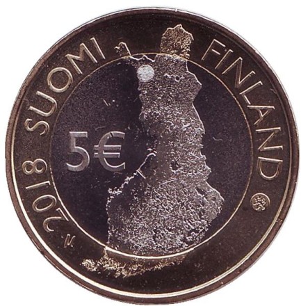 Монета 5 евро. 2018 год, Финляндия. Национальный парк Палластунтури.