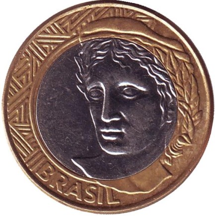 Монета 1 реал. 2006 год, Бразилия.