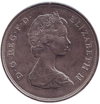 Монета 25 пенсов. 1981 год, Великобритания. Бракосочетание принца Чарльза и леди Дианы Спенсер.