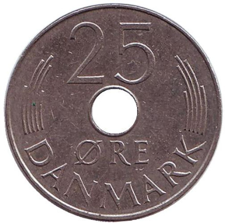 Монета 25 эре. 1976 год, Дания. S;B