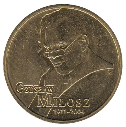 Монета 2 злотых, 2011 год, Польша. Чеслав Милош.