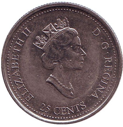 Монета 25 центов. 1999 год, Канада. Миллениум. Июль 1999. Нация людей.