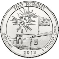 Монета 25 центов (D). 2013 год, США. Форт Мак-Генри, национальный памятник и исторический храм. Парк № 19. Монета 25 центов (D). 2013 год, США. Форт Мак-Генри, национальный памятник и исторический храм. Парк № 19.
