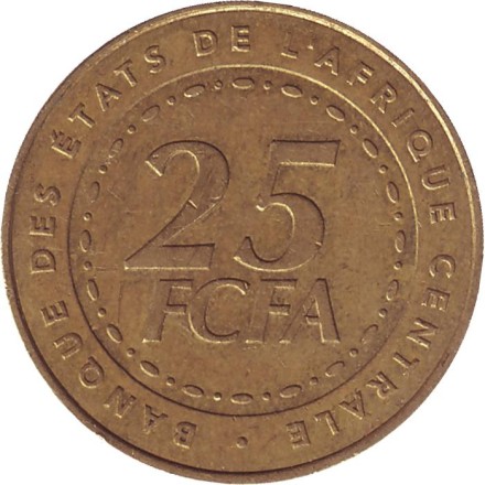 Монета 25 франков. 2006 год, Центральные Африканские Штаты. Монета 25 франков. 2006 год, Центральные Африканские Штаты.