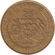 Монета 25 франков. 2006 год, Центральные Африканские Штаты. Монета 25 франков. 2006 год, Центральные Африканские Штаты.