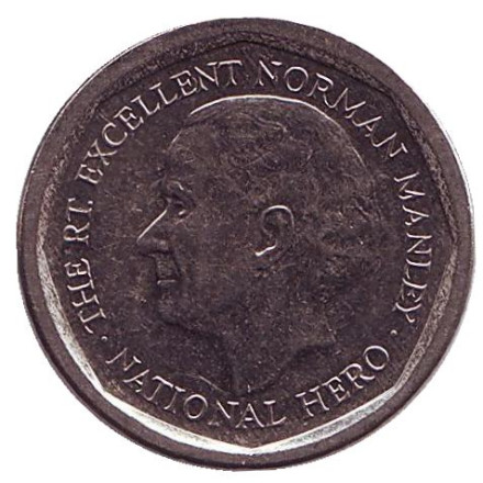 Монета 5 долларов. 2014 год, Ямайка. Норман Мэнли - национальный герой.