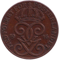 Монета 2 эре. 1916 год, Швеция. (длинный хвостик у "6") Монета 2 эре. 1916 год, Швеция. (длинный хвостик у "6")