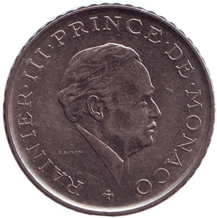 Монета 2 франка. 1979 год, Монако. Монета 2 франка. 1979 год, Монако.