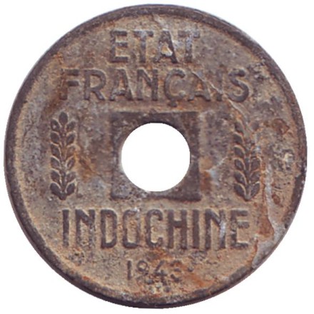 Монета 1/4 сантима. 1943 год, Французский Индокитай.