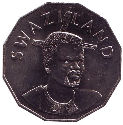 Монета 50 центов. 2005 год, Свазиленд. Король Мсавати III.