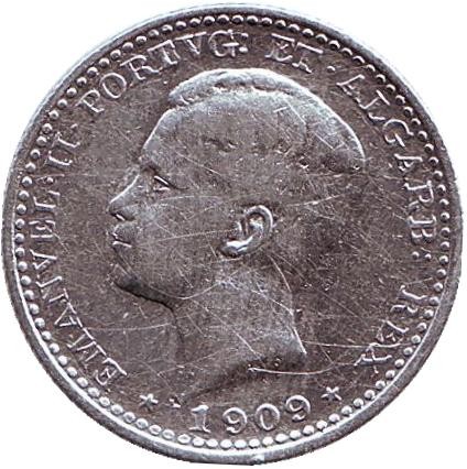 Монета 100 рейсов. 1909 год, Португалия. Монета 100 рейсов. 1909 год, Португалия.