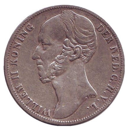 Монета 1 гульден. 1848 год, Нидерланды. Монета 1 гульден. 1848 год, Нидерланды.