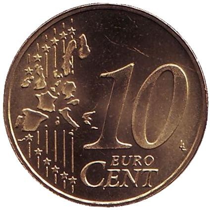 Монета 10 центов. 2002 год, Люксембург. Монета 10 центов. 2002 год, Люксембург.