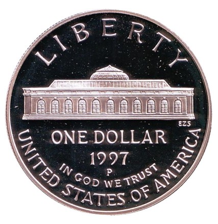 Монета 1 доллар. 1997 год, США. Proof. 175 лет Ботаническому саду. Монета 1 доллар. 1997 год, США. Proof. 175 лет Ботаническому саду.