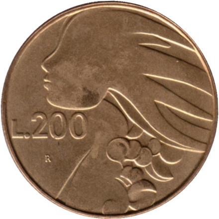 Монета 200 лир. 1990 год, Сан-Марино. Изобилие.