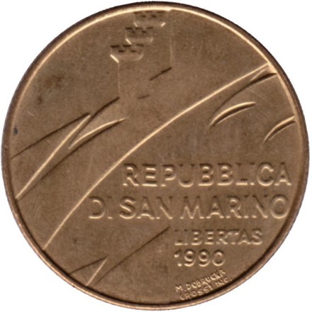 Монета 200 лир. 1990 год, Сан-Марино. Изобилие.