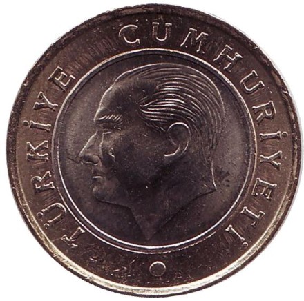 Монета 1 лира. 2015 год, Турция. UNC.