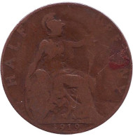 Монета 1/2 пенни. 1919 год, Великобритания. Монета 1/2 пенни. 1919 год, Великобритания.