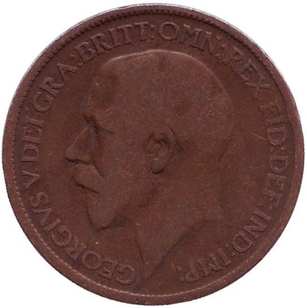 Монета 1/2 пенни. 1919 год, Великобритания.