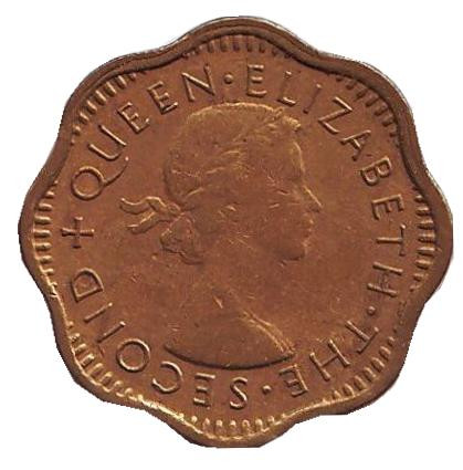 Монета 2 цента. 1957 год, Цейлон. Монета 2 цента. 1957 год, Цейлон.