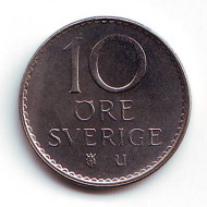 Монета 10 эре. 1973 год, Швеция. Монета 10 эре. 1973 год, Швеция.