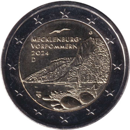 Монета 2 евро. 2024 год (G), Германия. Холм Кёнигсштуль. Мекленбург-Передняя Померания.