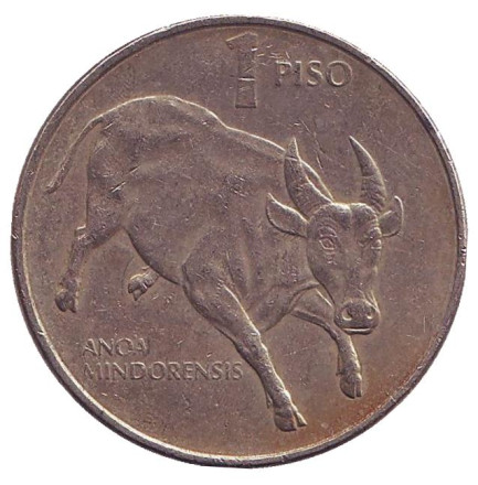 Монета 1 песо. 1988 год, Филиппины. Буйвол.