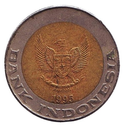 Монета 1000 рупий. 1995 год, Индонезия. Пальма. Монета 1000 рупий. 1995 год, Индонезия. Пальма.