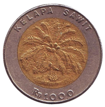 Монета 1000 рупий, 1995 год, Индонезия. Пальма.