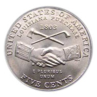 Монета 5 центов. 2004 год (D), США. UNC. Покупка Луизианы. Монета 5 центов. 2004 год (D), США. UNC. Покупка Луизианы.