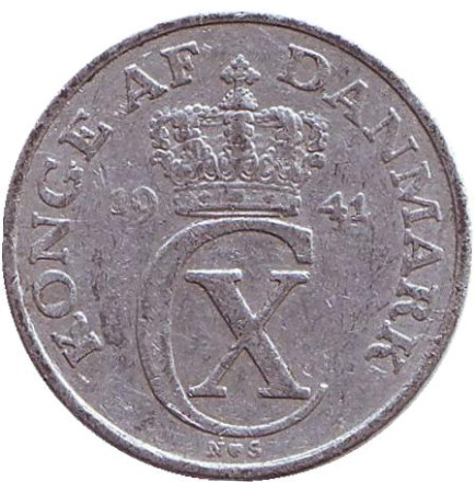 Монета 2 эре. 1941 год, Дания.