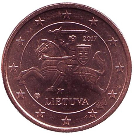 Монета 1 цент. 2017 год, Литва.