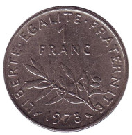 Монета 1 франк. 1973 год, Франция.
