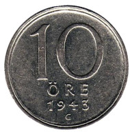 Монета 10 эре. 1943 год. Швеция. Монета 10 эре. 1943 год. Швеция.