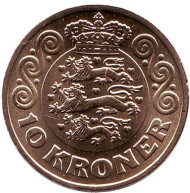 Монета 10 крон. 2013 год, Дания.