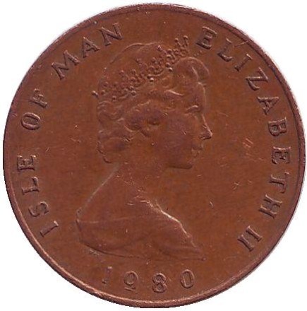 Монета 1 пенни. 1980 год, Остров Мэн. (AB) Мэнская кошка.