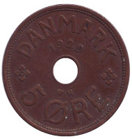 Монета 5 эре. 1929 год, Дания. Монета 5 эре. 1929 год, Дания.