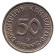 Монета 50 пфеннигов. 1990 год (G), ФРГ. Женщина, сажающая дуб. Монета 50 пфеннигов. 1990 год (G), ФРГ. Женщина, сажающая дуб.