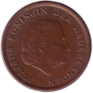 Монета 1 цент. 1969 год, Нидерланды. (петух)