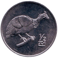 Цесарка. Мир животных. Монета 1/2 чона. 2002 год, Северная Корея.
